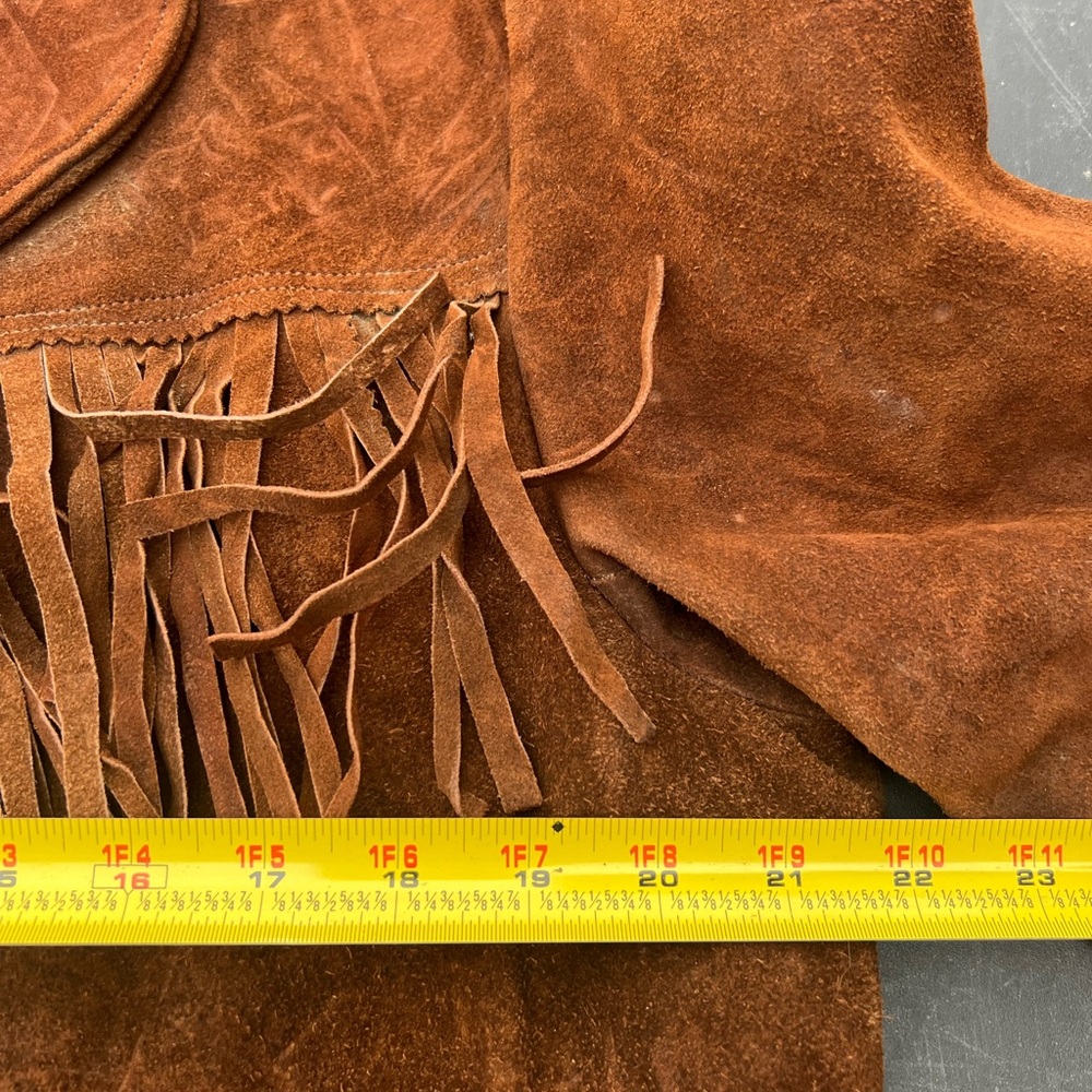 Women's Brown Suede Fringe Leather Jacket - Picture 4 of 9